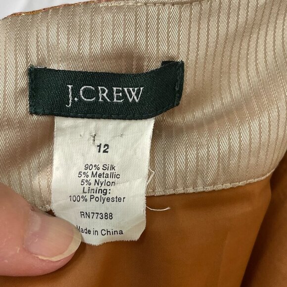 J.Crew Rose Gold Metallic Silk Pencil Skirt Sz 12 Lined Textured Shimmer Evening - Picture 5 of 12